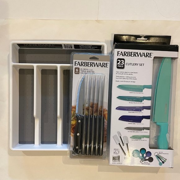 Faberware Color Series 23 pce. Cutlery Set Drawer Organizer,&6-Piece Tri - Picture 5 of 16